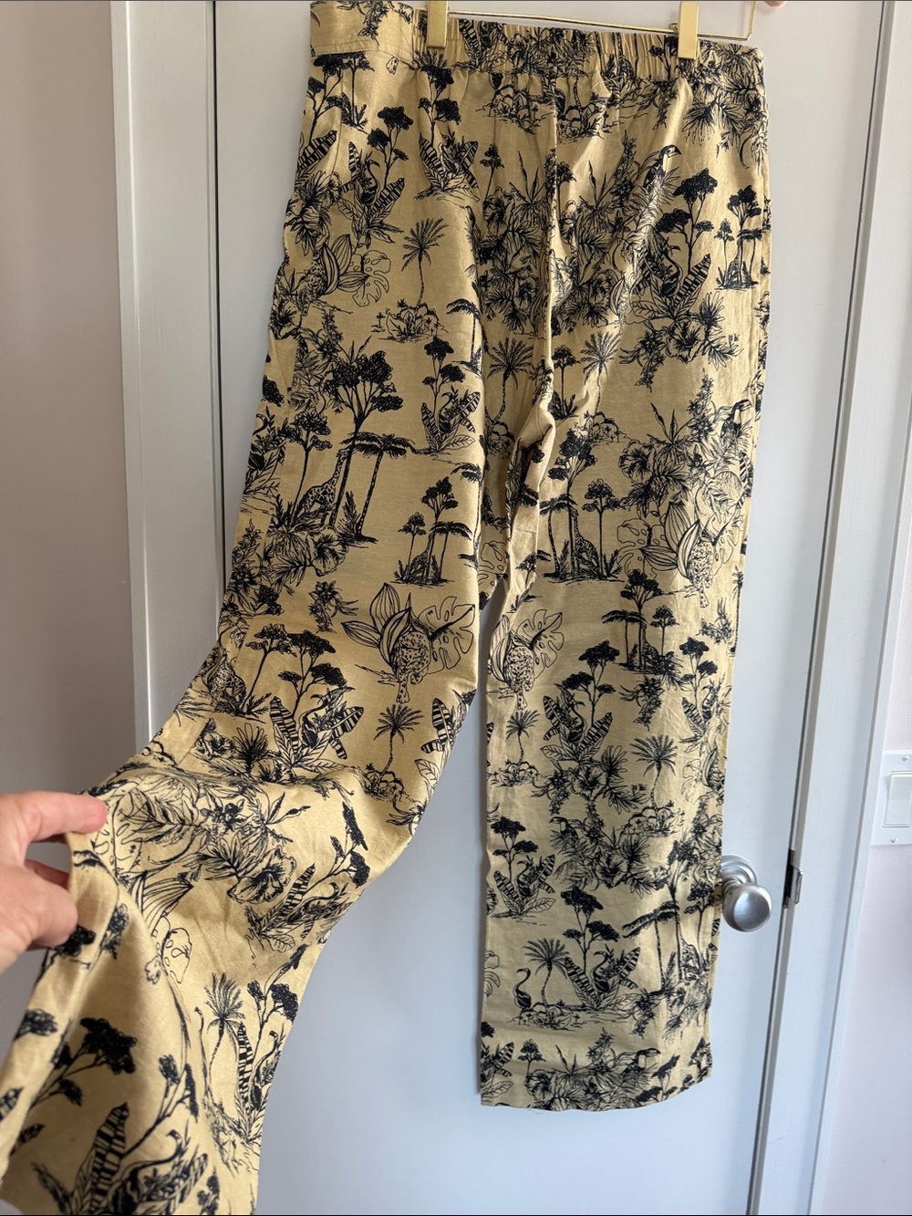 Anthropology tan black Corey Lynn Calter Padma Toile Wide leg Pants size L - Picture 10 of 12